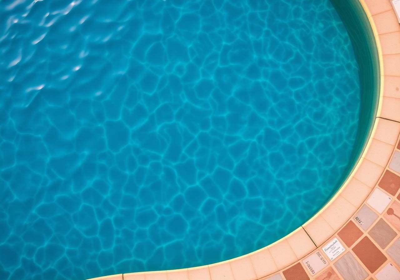 Sunlit saltwater pool with turquoise water